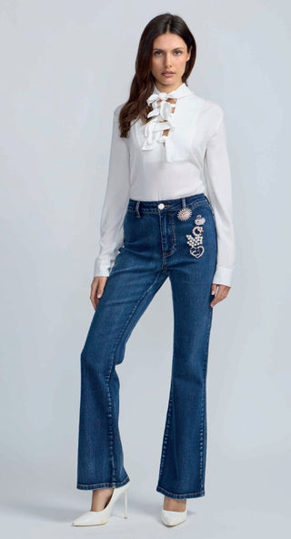 Pearl /Brooch Trim Jean
