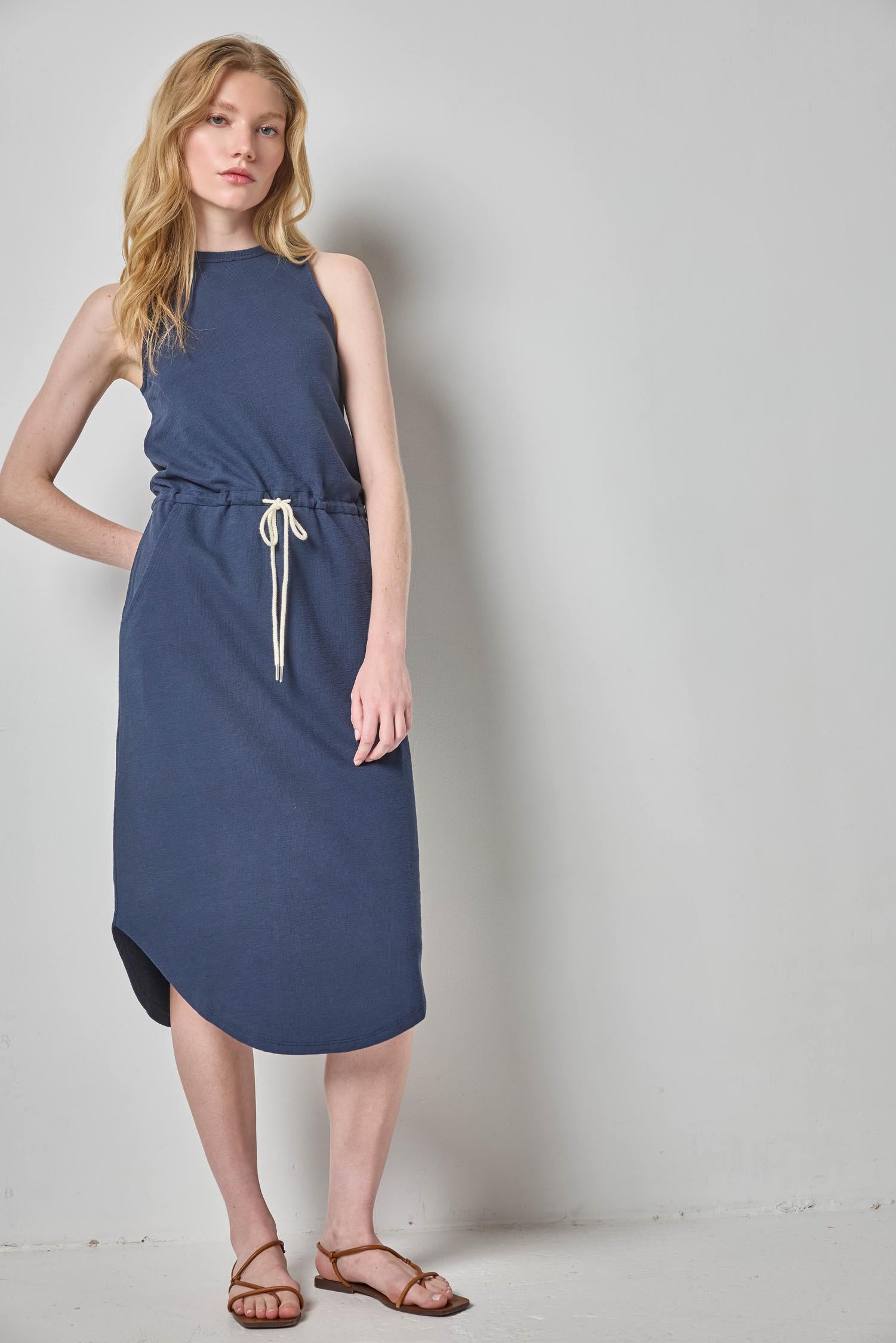 terry midi dress Tommy Bahama Women's Suncoast Loop Terry Stripe Midi Dress - Coconut