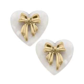 Cecilia Bow & Mother of Pearl Heart Stud Earring