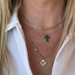 Emerals Cross Necklace