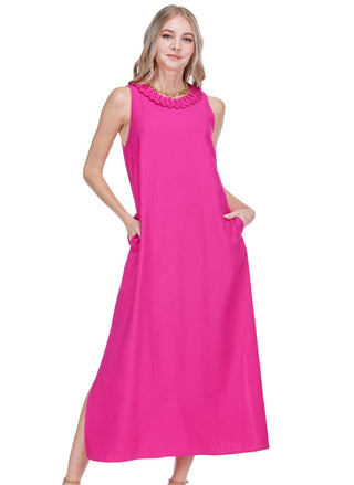 Berryzig-Zag Trim Neck Column Dress