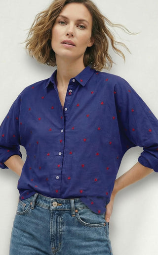 Embroidered Hearts Button Down