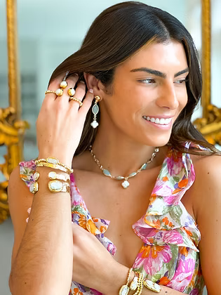 Mist Cuff Medium Gold - Pearl