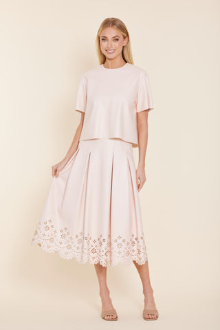 Vegan Leather Laset Cut Hem Skirt