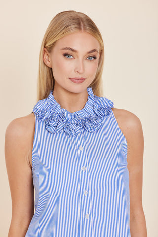 Blue & White Rosette Top