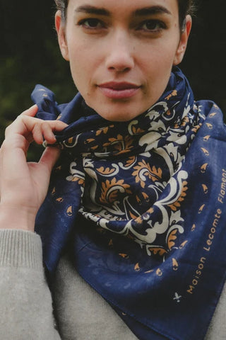 Bandana Flowers Navy cotton