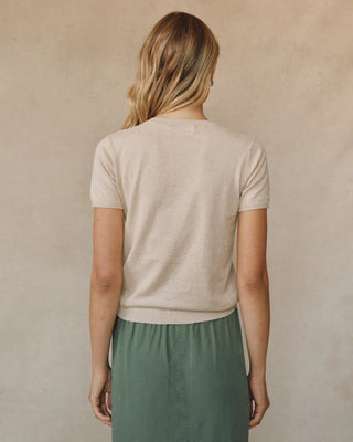 Short Sleeve Crew Neck Knit Top - Sable Sand