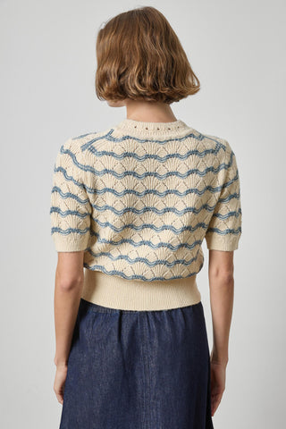 Short Sleeve Multistitch Pullover Sweater