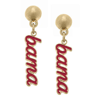Alabama Crimson Tide Enamel Script Earrings in Crimson