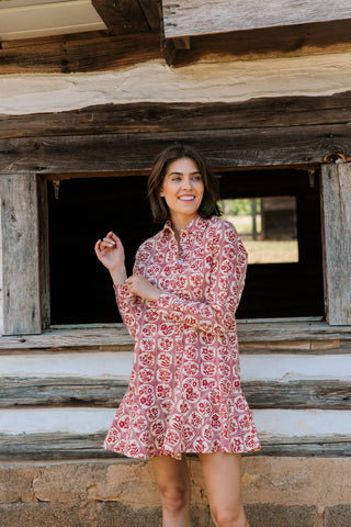 Polly Dress, Brick Bloom