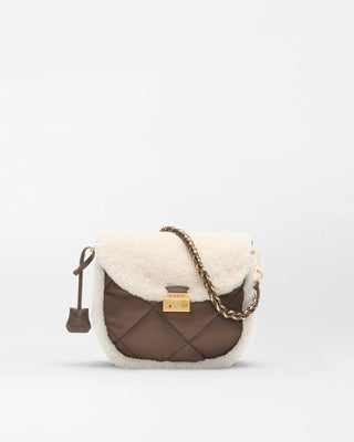 SHEARLING/ WALNUT CROSBY LOCK SADDLE CROSSBODY