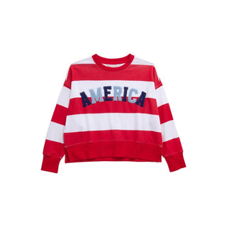 "AMERICA" RUGBY STRIPE SWEATSHIRT