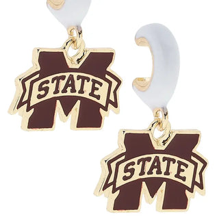 Mississippi State Bulldogs Enamel Logo Huggie Hoop Earrings