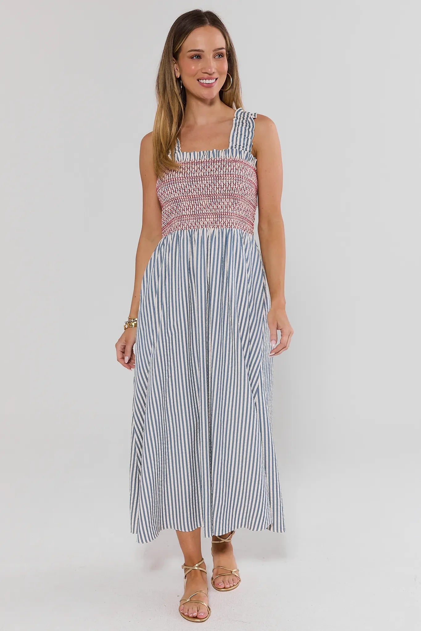 red and blue striped dress Striped Dress