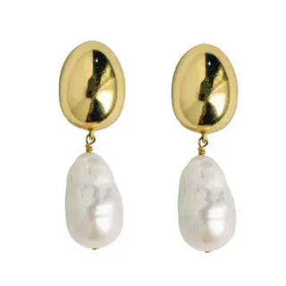 Vintage Chunky Gold & Pearl Drop Earrings