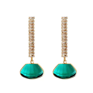 Emerald Swingy Diamond Drop Holiday Statement Earrings