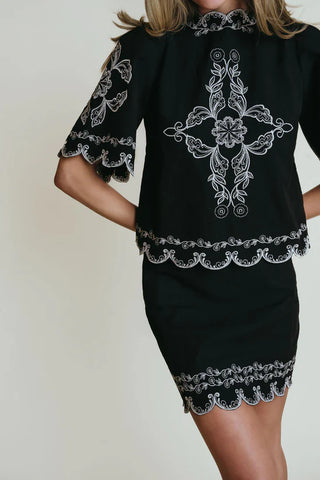 Tatum Top Black Emroidery