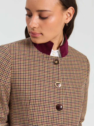 Dori Jacket - BURGUNDY HOUNDSTOOTH JACKET