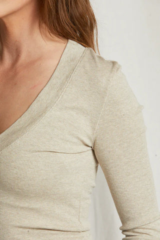 T154 Viola V Neck Rib Long Sleeve