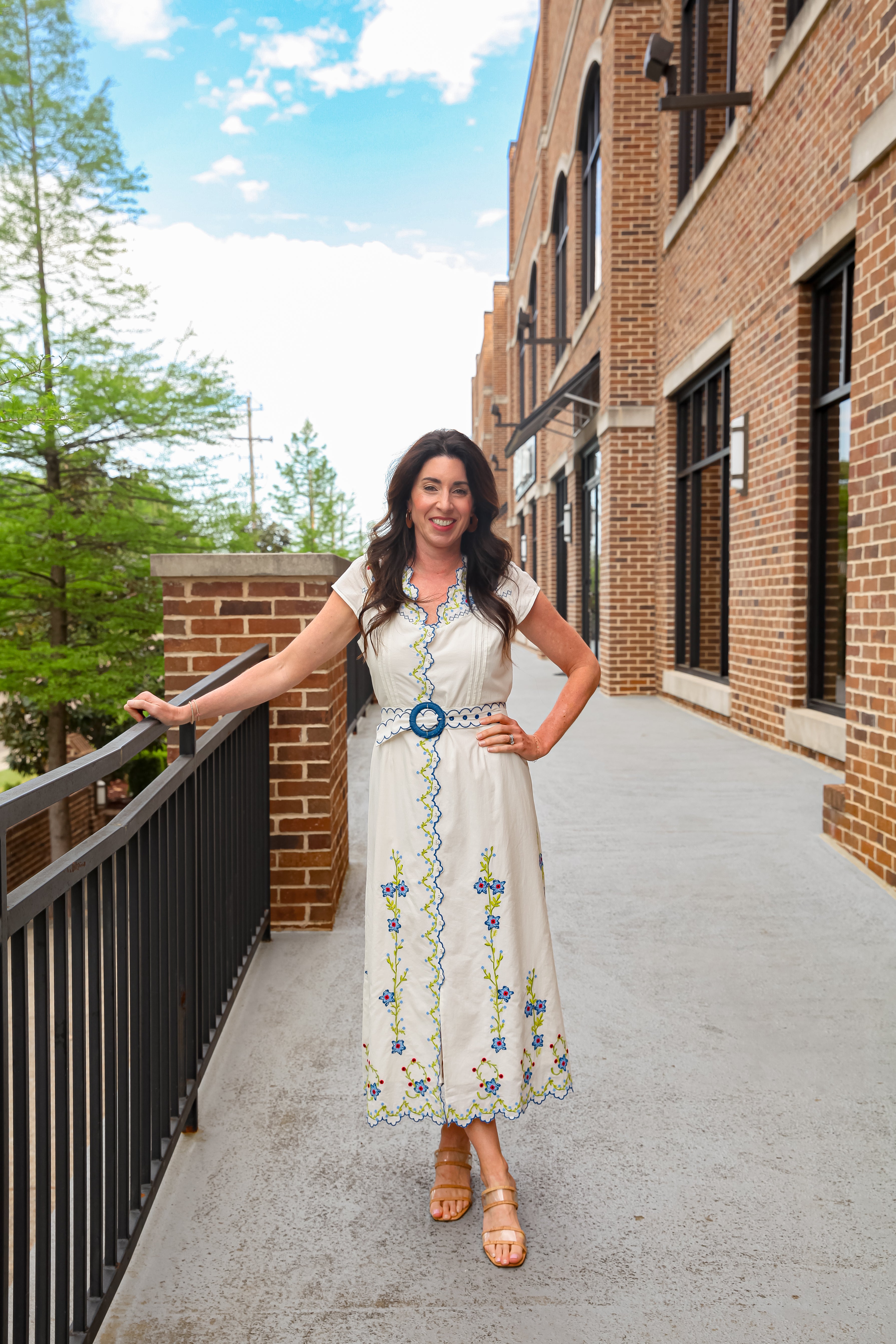 Blue Poppy Crosstitch Midi Dress Monkee's of Germantown Blue Poppy Crosstitch Midi Dress Monkee's of Germantown
