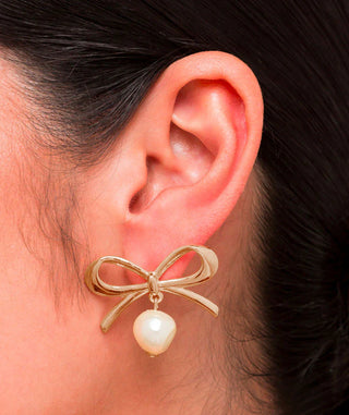 Pearl Tide Studs Shiny 18K Gold Plated