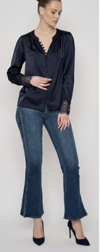 Poppy Blouse - Navy Silk
