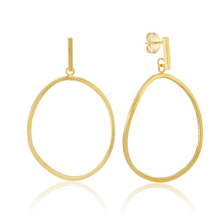 Twisted Oval Hoop Earrings - Brushed 18K Gold Plated