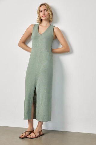 VNeck Seamed Maxi Dress - Sage