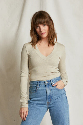 T154 Viola V Neck Rib Long Sleeve