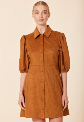 Faux Suede Dress Burnt Orange
