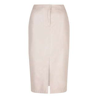Front Slit Skirt Vegan Leather - Light Sand