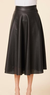 Vegan Leather Perforated Skirt
