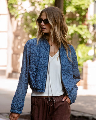 Cropped Zip Jacket- Indigo Lagoon Wash