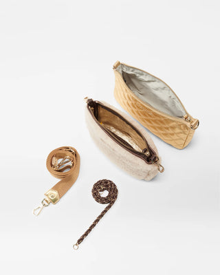 Crosby Convertible Crossbody-Shearling and Gold 
Metallic Leather