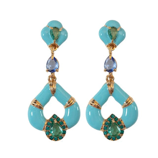 Aegean Dream Crystal Turquoise Teardrop Statement Earrings