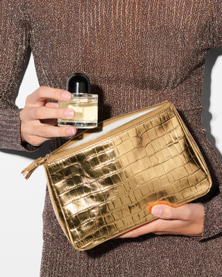 Gold Croc Effect Medium Luna Cosmetic