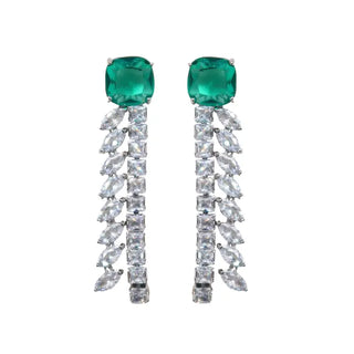 Emerald Green Crystal Cascade Holiday Statement Earrings