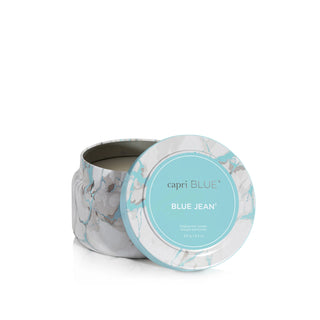 BLUE JEAN MODERN MARBLE PRINTED TRAVEL TIN, 8.5 oz