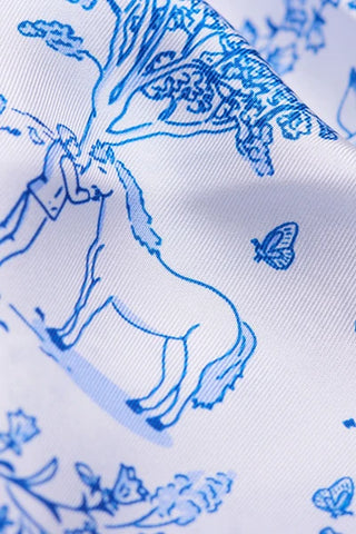 Small Scarf Toile de Jouy Navy Silk